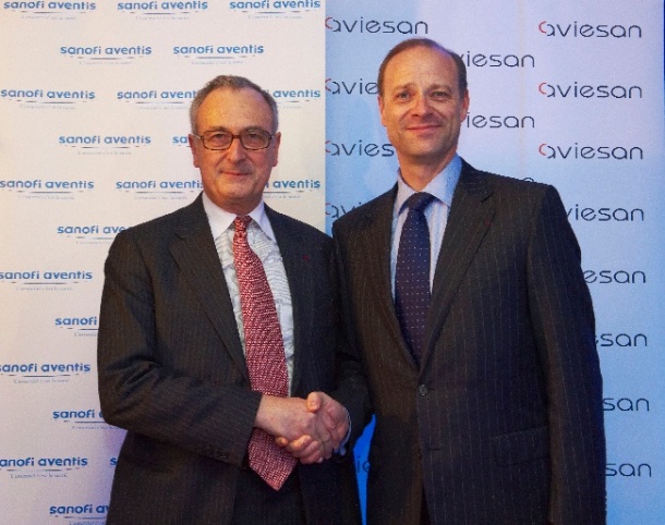 André Syrota (left), President of Aviesan, with Chris Viehbach,...