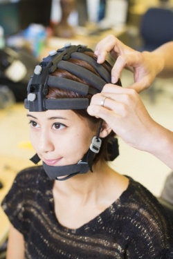 The headset developed by Cognionics features 64 channels for EEG monitoring.