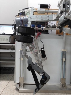 A prototype of the lower-limb exoskeleton being developed at Beihang University...