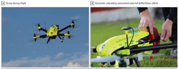 Automated External Defibrillator (AED)-equipped drone.