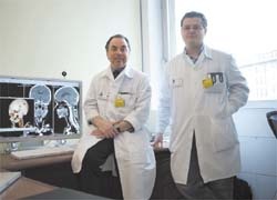 Radiologists Osman Ratib (left) and Antoine Rosset