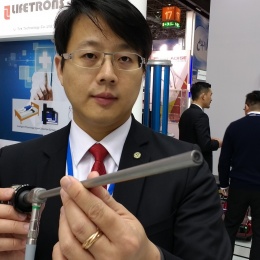 MedicalTek Chairman Kai-Che (Jack) Liu shows how the companys product, a 3D...