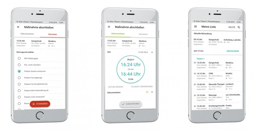 three smartphones with health app on screen
