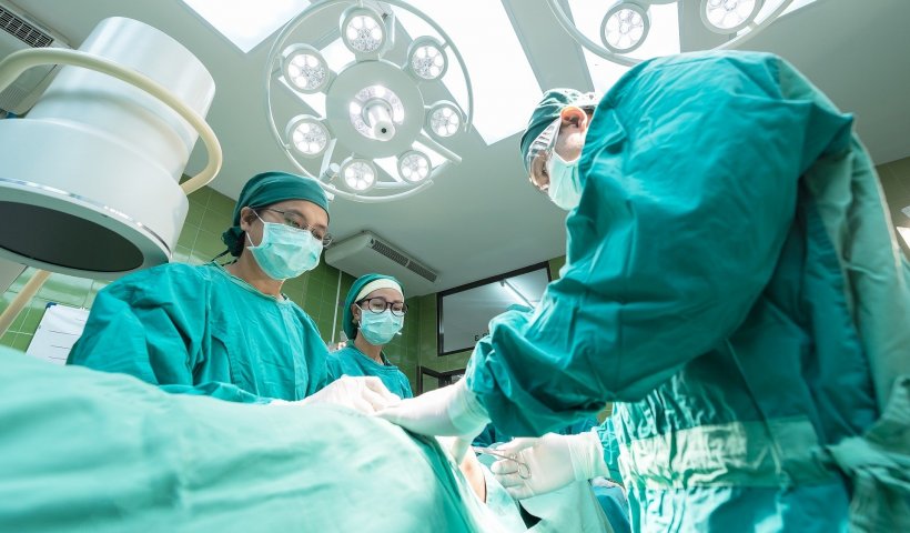surgery scene in a hospital operating room