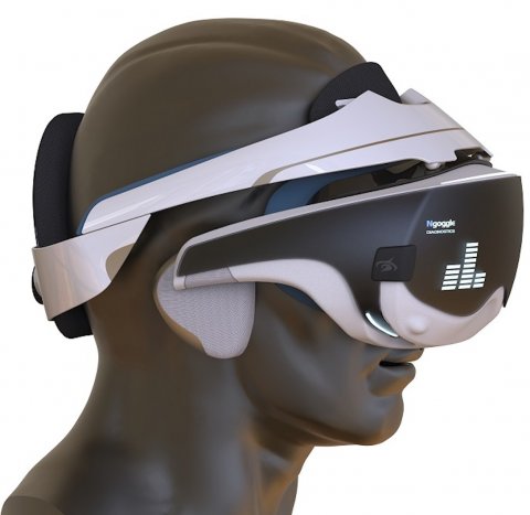 virtual reality goggles on plastic head